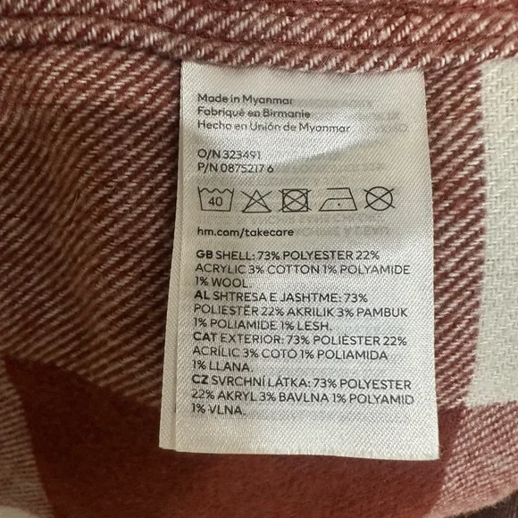 H&M Men’s Rust Burgundy Plaid Flannel Shacket Shirt Jacket Size M - Picture 12 of 12